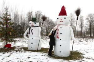 Biržų rajono gyventojai stebina išradingumu: sniego nėra, o besmegenius pastatė