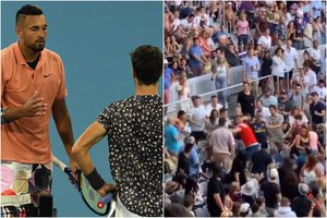 Australijos ir Rusijos tenisininkų kovą Melburne žiūrovai pasitiko muštynėmis tribūnoje