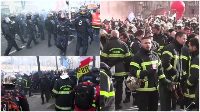 Įtampa Paryžiuje: ugniagesiai kibo į atlapus policijai