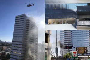 Gelbėdamiesi nuo gaisro Los Andželo daugiaaukštyje, gyventojai šokinėjo pro langus