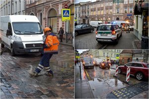 Judrioje Vilniaus senamiesčio gatvelėje susidarė įgriuva