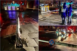 Nuvirtęs stulpas Vilniuje prispaudė žmogų