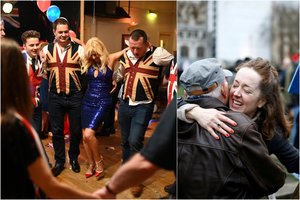 „Brexit“ įvyko: vieni verkia, kiti šventė visą naktį