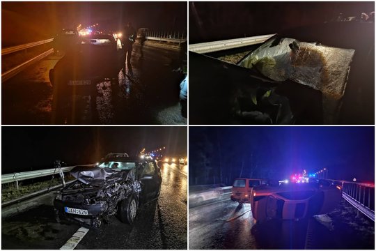 Kelyje Vilnius-Kaunas per avariją sudaužyti 6 automobiliai, į ligoninę išvežti 3 kariškiai