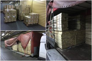 Tarp baltarusiškų lentų muitininkai aptiko beveik milijono eurų vertės kontrabandą