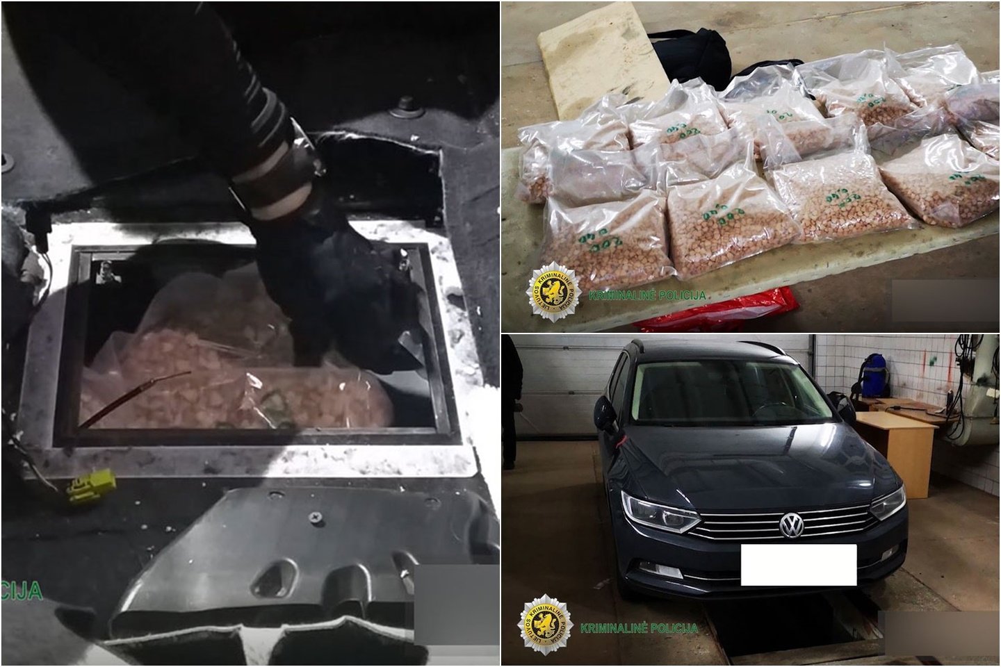  Sulaikytame automobilyje pareigūnai rado narkotikų už 0,5 mln. eurų.<br> Marijampolės apskrities VPK nuotr.