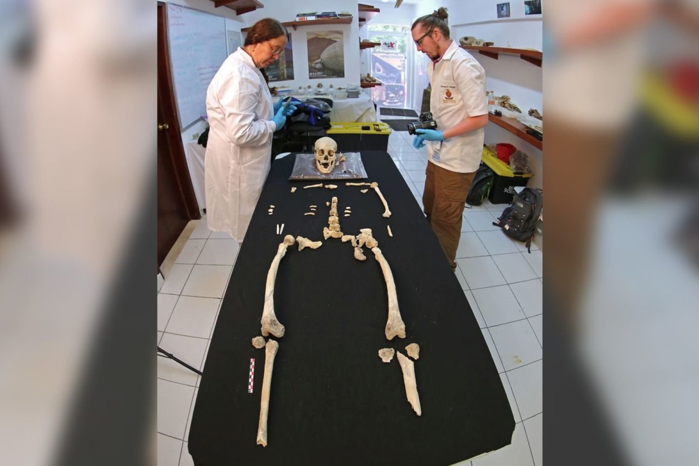 Tarptautinei komandai teko analizuoti paslaptingą skeletą, pramintą „Chan Hol 3“.<br> Jerónimo Avilés Olguín nuotr.