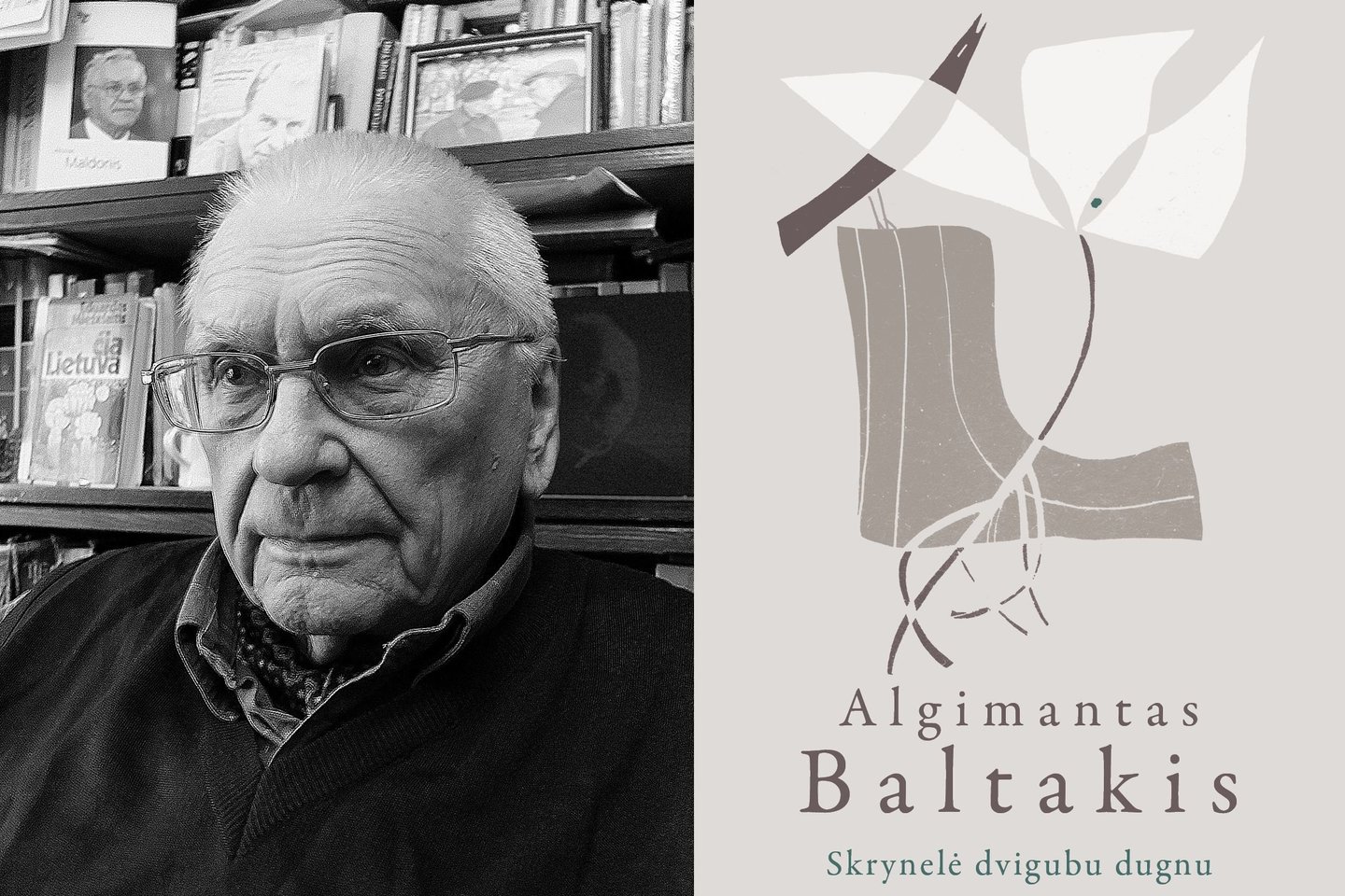  Poetas Algimantas Baltakis ir naujausia jo knyga.<br> Leidėjų nuotr.