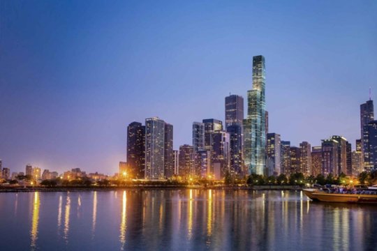 „Vista Tower“ bus trečiasis aukščiausias pastatas Čikagoje. Architektų biuras Studio Gang.<br>Studio Gang / archdaily.com vizual.