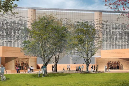 Frenko Gehry'io sukurtas Eisenhowerio memorialas.<br>Gehry Partners / archdaily.com vizual.