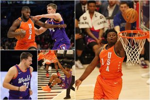 NBA „Kylančių žvaigždžių“ mačas: L. Dončičiaus metimas iš vidurio aikštės, monstriški dėjimai ir amerikiečių pergalė