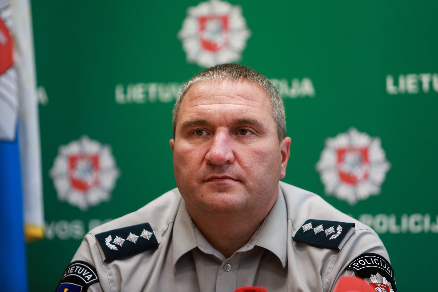 Apie patikrinimo pabaigą pranešė Policijos departamento vadovas Ramūnas Matonis.<br>G.Bitvinsko nuotr.
