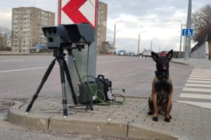 Lietuvos policija pasidalijo išskirtiniu kadru: greičio mėgėjus gaudo ir trikojis, ir keturkojis