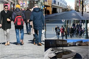 Paskutinis pusdienis iki karantino Lietuvoje įvedimo: vaizdas iš Vilniaus ir Kauno