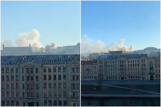 Virš Vilniaus centro užfiksuoti milžiniški dūmų kamuoliai: pranešama apie kilusį gaisrą