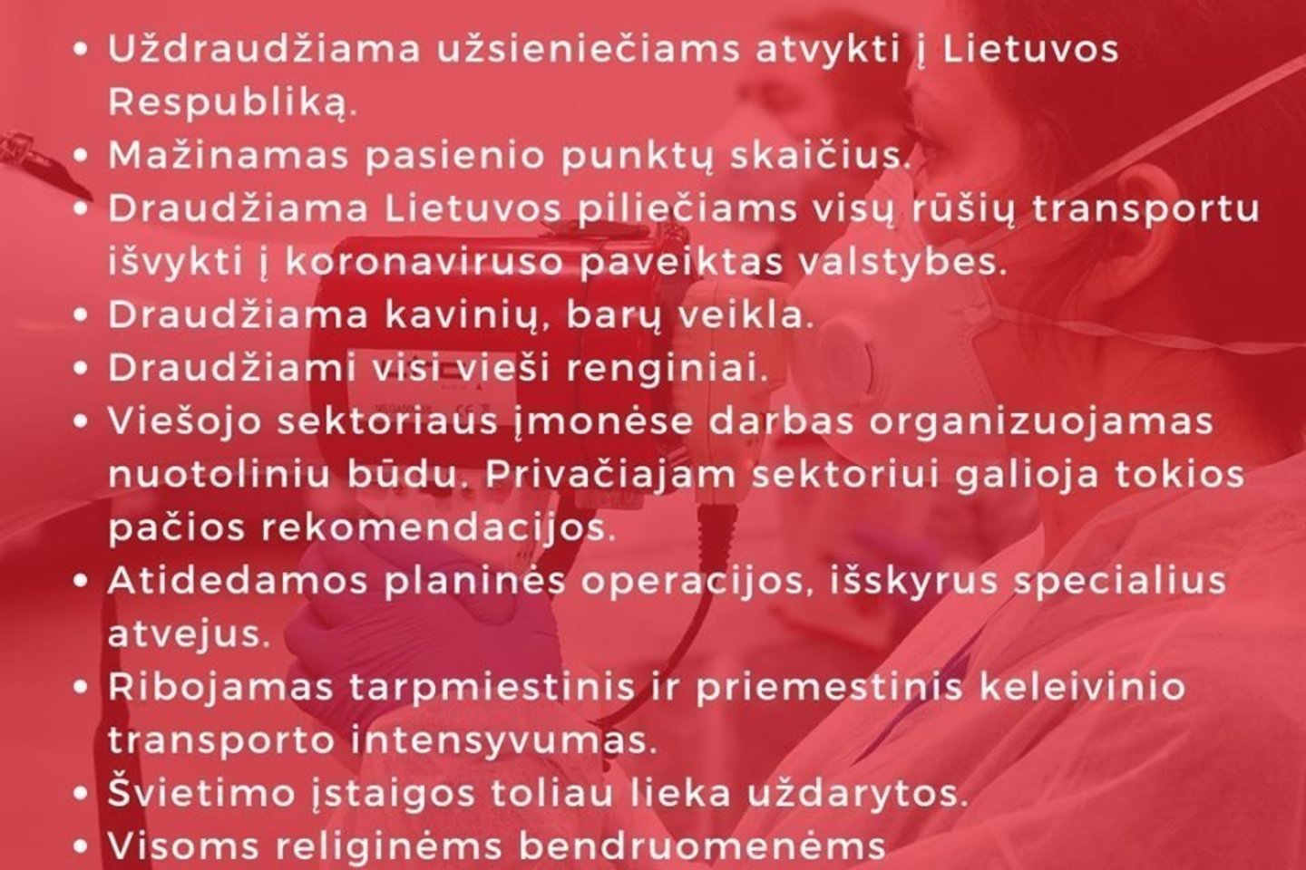 Nuo kovo 16 d. Lietuvoje įvedamas karantinas.<br>Lrytas.lt