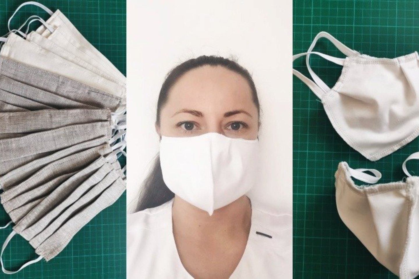 Klaipėdos universiteto studentės pradėjo siūti medicinines kaukes.<br> KU nuotr.