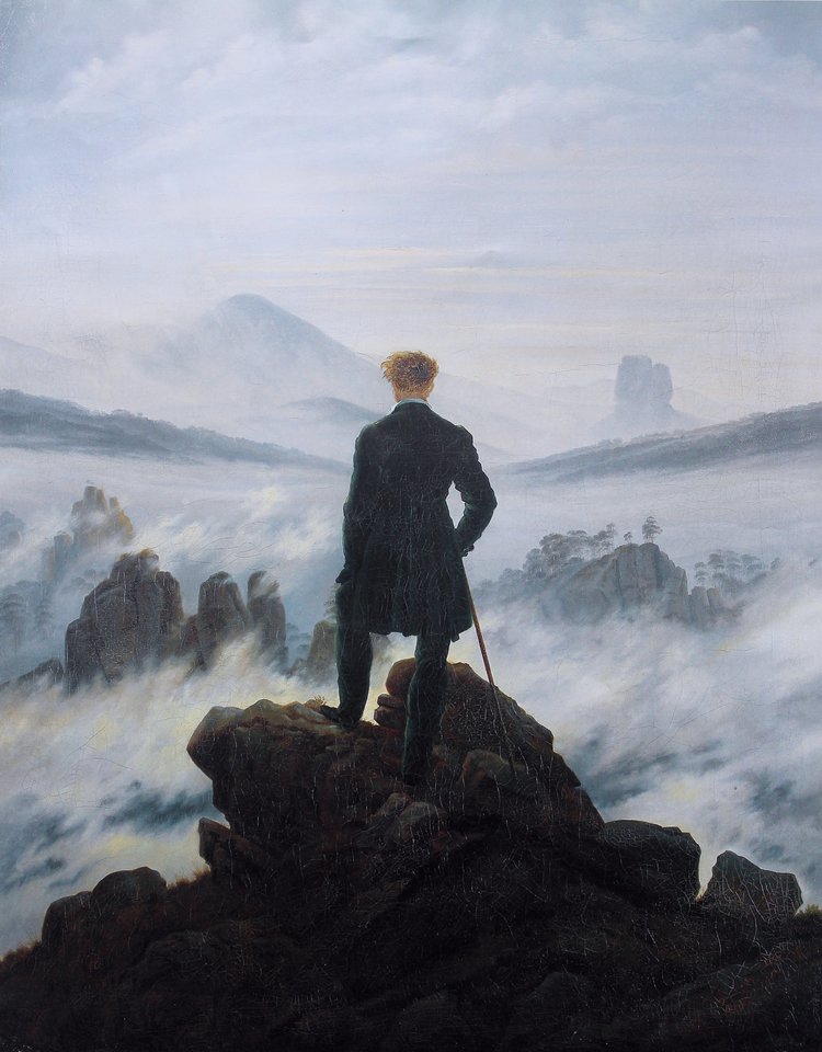 Casparo Davido Friedricho_kūrinys „Keliautojas virš rūko jūros“,  1818 m.<br>en.wikipedia.org nuotr.