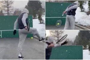 R. Federeris priešinasi ir virusui, ir sniegui: namuose demonstruoja teniso triukus