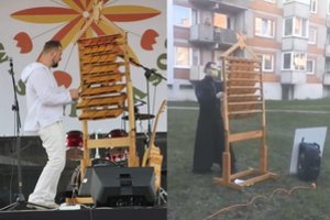 Muzikantas iš Gargždų vakare pralinksmino daugiabučių gyventojus