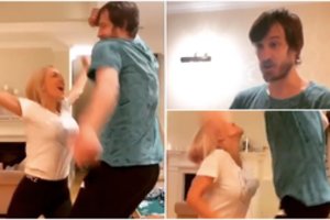 S. Jasaitis pademonstravo šokio sugebėjimus: judesius atliko kartu su žmona