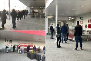 Parduotuvėms atvėrus duris – nusidriekė eilės: baigiantis darbo laikui žmonės bandė spėti apsipirkti