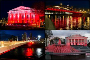 Įspūdinga raudona suknia pasipuošęs Vilnius priminė apie klastingą ligą