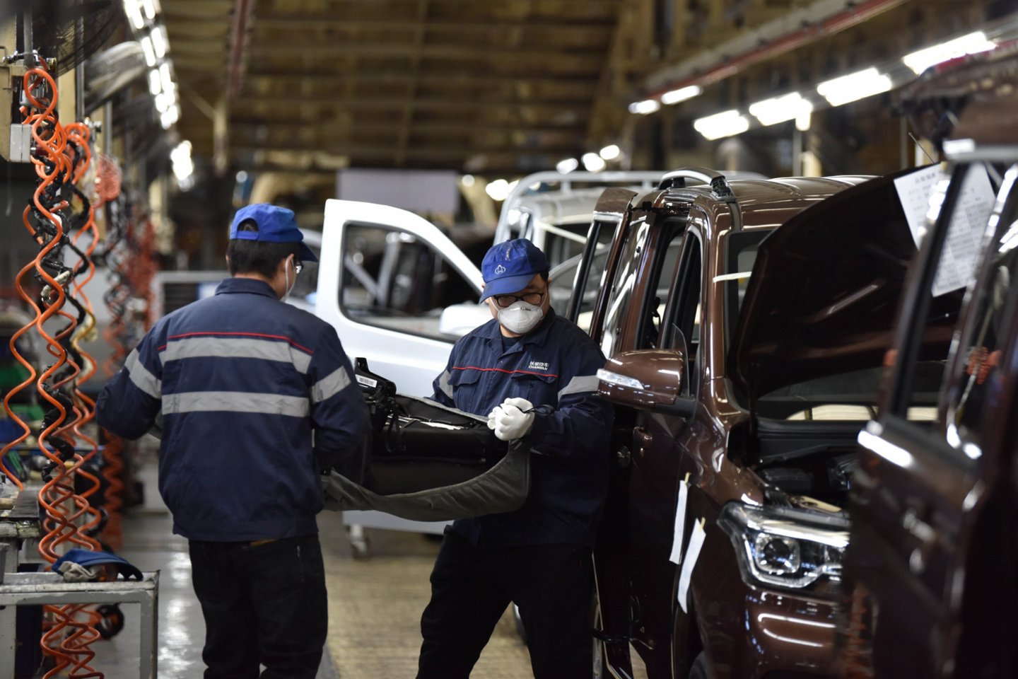 „Ford“, „General Motors“ (GM) ir FCA gamyklos neveikia jau ilgiau nei mėnesį.<br>CHINE NOUVELLESIPA/Scanpix nuotr.