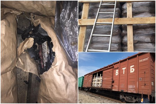 Iš Baltarusijos vykusiame traukinyje cigaretės buvo slepiamos medžio anglyse