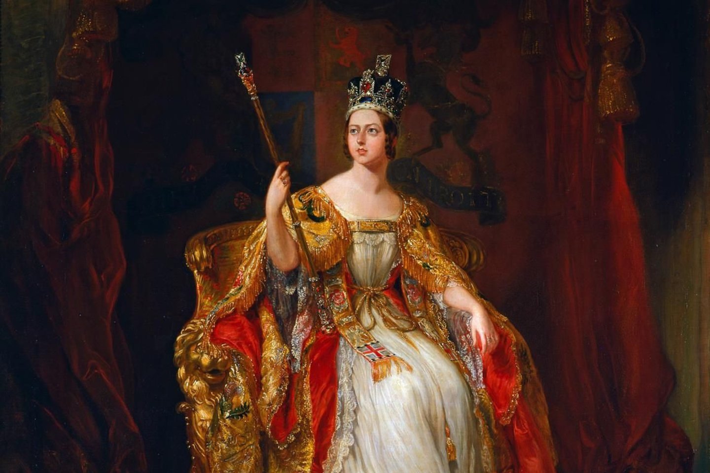  Tapytojo George'o Hayterio sukurtas karalienės portretas. <br> Wikipedijos nuotr.
