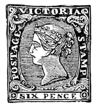 1840 m. Didžiosios Britanijos pašto tarnyba išleido pirmąjį pasaulyje pašto ženklą, vadinamąjį Juodąjį pensą. Jame juodos spalvos fone profiliu buvo pavaizduota karalienė Viktorija ir užrašytas nominalas. Netrukus buvo išleistas ir Mėlynasis pensas.<br>123rf nuotr.