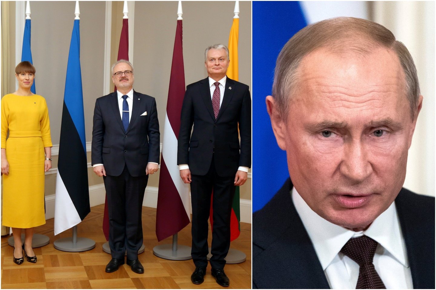 Baltijos šalių vadovai griežtai išreiškė poziciją dėl Rusijos veiksmų.<br> lrytas.lt koliažas.