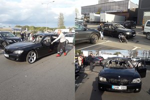 Vilniuje mįslingas sprogimas – apgadintas BMW 