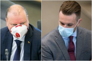 Seimo salėje ne juokais susikirto S. Skvernelis ir G. Landsbergis