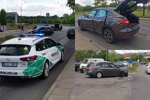 Girtas vairuotojas Vilniaus centre automobiliu „Fiat“ sudaužė prabangų „Maserati“