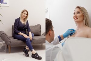 Dėl plyšusių implantų komplikacijos Natalija Bunkė gulasi ant operacinio stalo