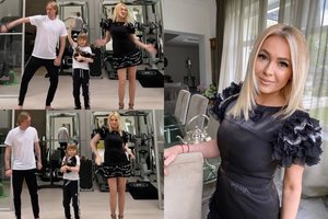 Po Jevgenijaus Pliuščenkos žmonos šokio vilkint trumpą suknelę – komplimentai moters kojoms