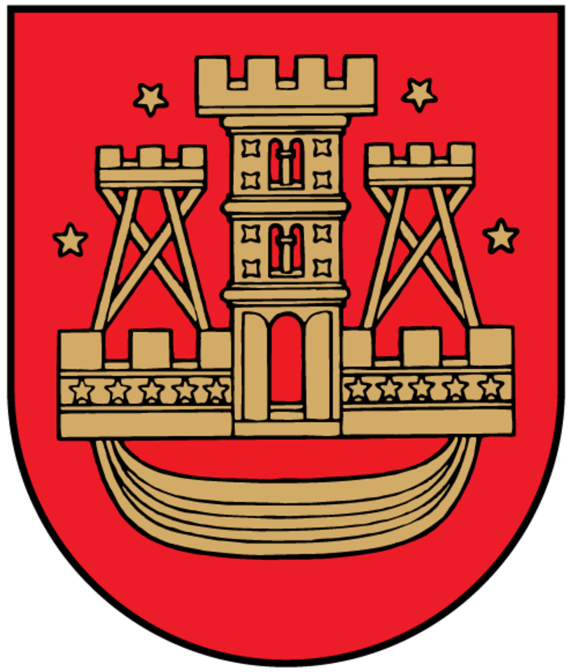  Dabartinis Klaipėdos miesto herbas.1991 m.<br>Autorius Kęstutis Mickevičius. 