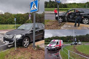 Atsitrenkęs į apsauginę tvorelę ir sustojęs ant perėjos Vilniuje girtas vairuotojas užmigo prie vairo