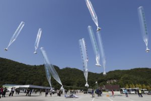 Seulas po Pchenjano grasinimų žada pažaboti balionus per sieną leidžiančius aktyvistus 