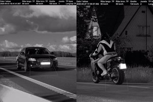 Per kaimą motociklas skrido 134 km/val., „Audi A3“ vairuotojas automobilį testavo greitį viršydamas 65 km/val.