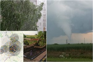 Gamtos stichijai nusiaubus dalį Lietuvos skaičiuoja žalą: medis įlaužė namo stogą, ugniagesiams – 30 iškvietimų