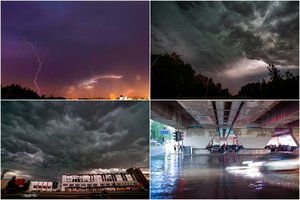 Vilnių talžė galinga audra: liūtis tvindė gatves, stori debesys aptemdė miestą