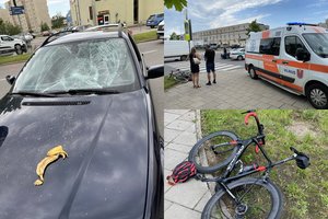 Vilniuje automobilis BMW partrenkė dviratininką, prireikė medikų