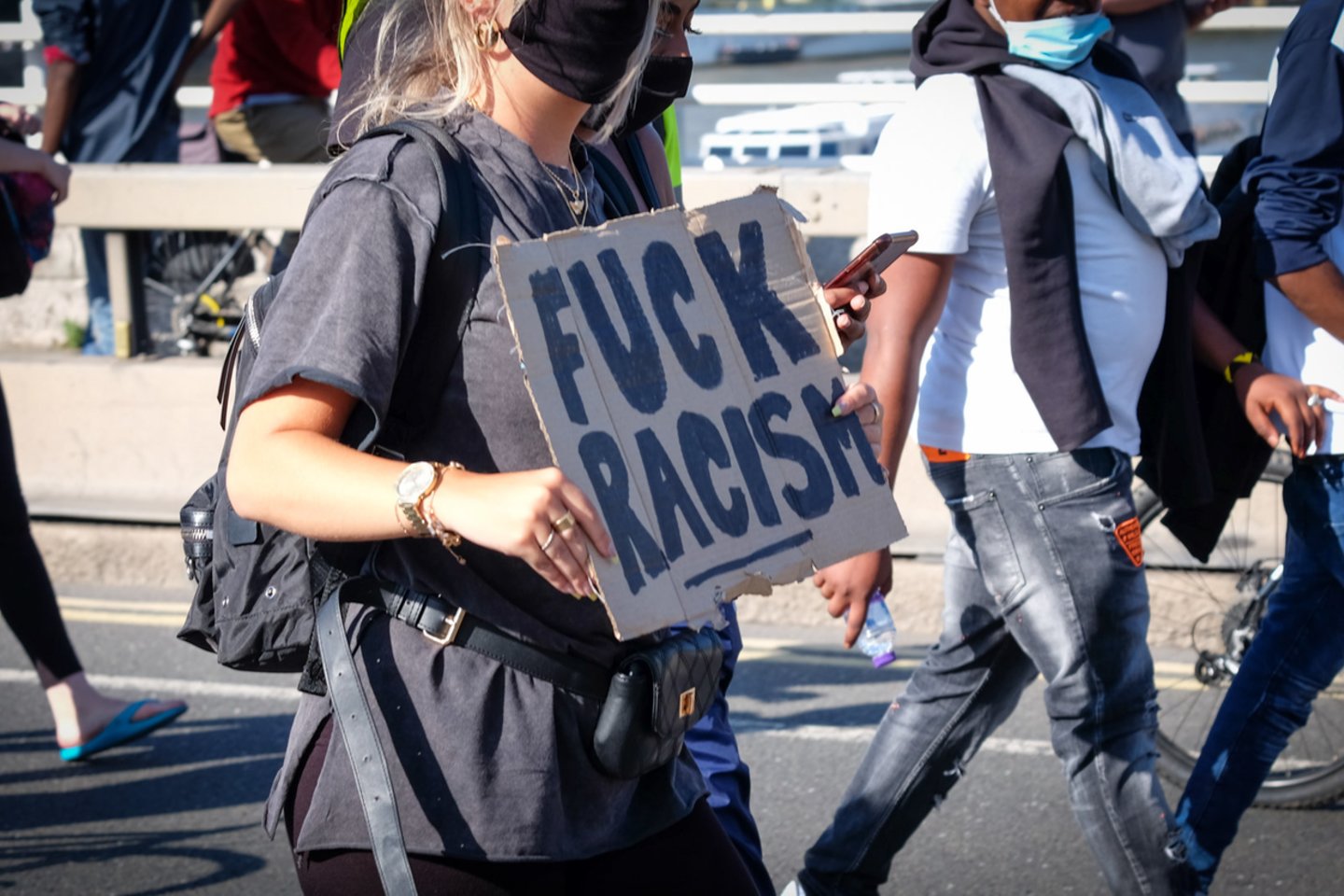  Praėjusią savaitę Londone, kaip ir kai kuriuose kituose Jungtinės Karalystės miestuose, vyko planiniai, taikūs demonstraciniai „Black Lives Matter“ (BLM, „Juodųjų gyvybės svarbios“) renginiai.<br>S. Mackevičiaus nuotr.