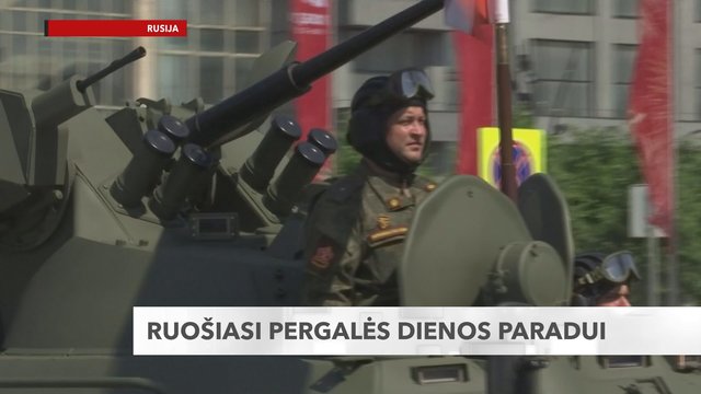 Rusija ruošiasi Pergalės dienos paradui: gatvėmis rieda karinė technika, dangų skrodžia naikintuvai