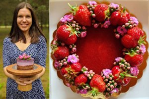 Tortų karalienė artimuosius per Jonines lepino nekeptu braškių tortu