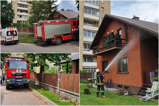 Užsieniečių studentų išsinuomotoje namo dalyje kilo gaisras, liepsnas malšino gausios Kauno gelbėtojų pajėgos