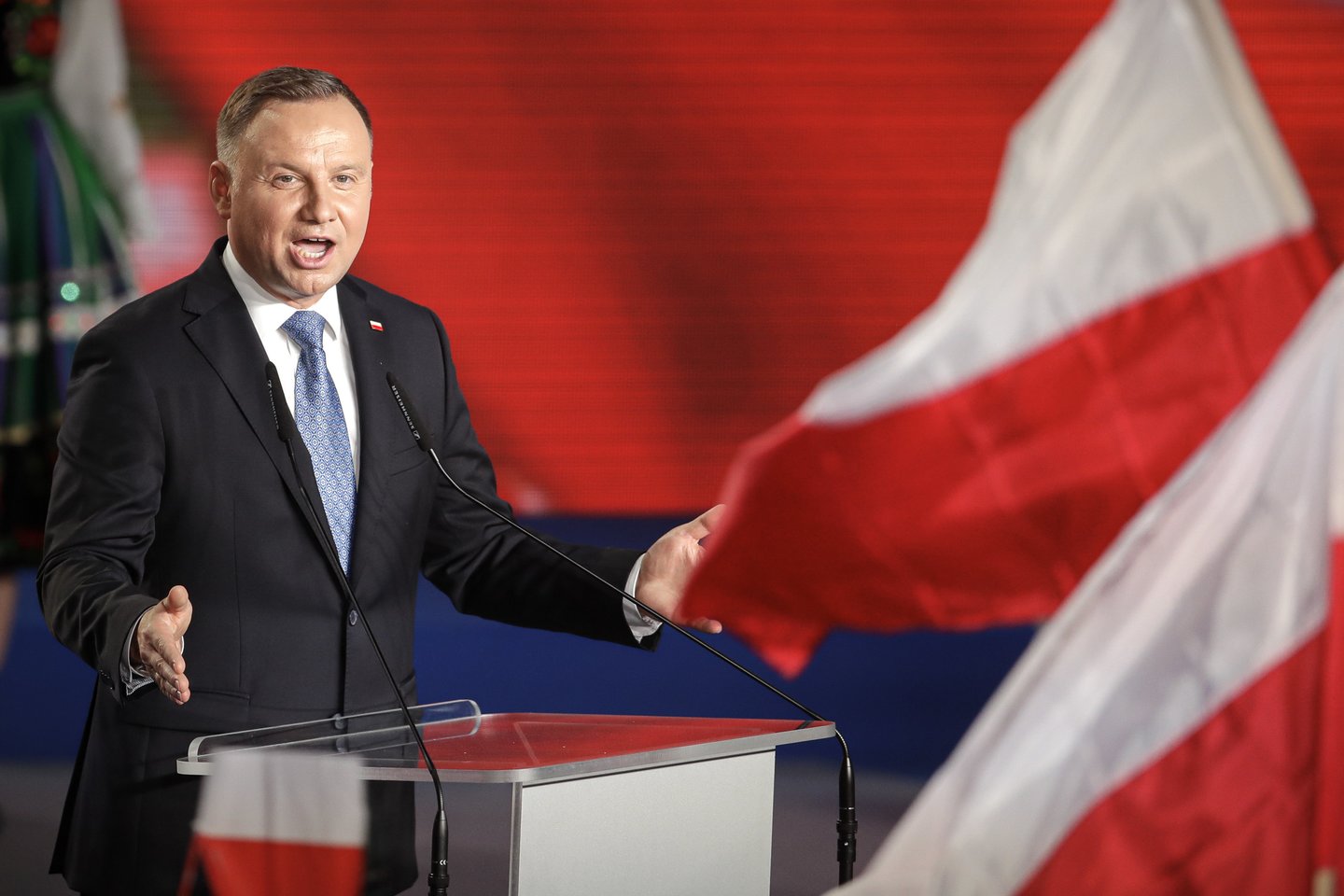 Dabartinis Lenkijos prezidentas A.Duda nesunkiai pateko į antrąjį turą.<br>AP/Scanpix nuotr.