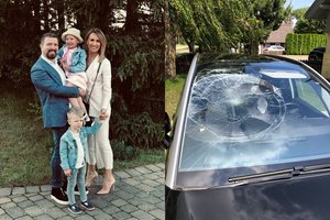 Kelyje į pajūrį Katažina ir Deivydas Zvonkai susidūrė su gandru: „Viskas įvyko per sekundę“